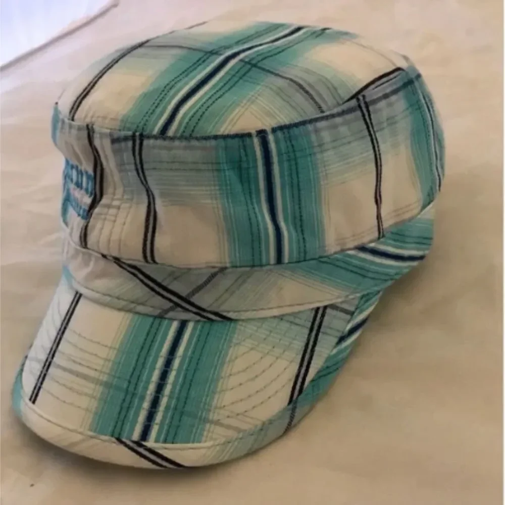 Caribbean Side Cancun Mexico Aqua Blue Plaid Hat